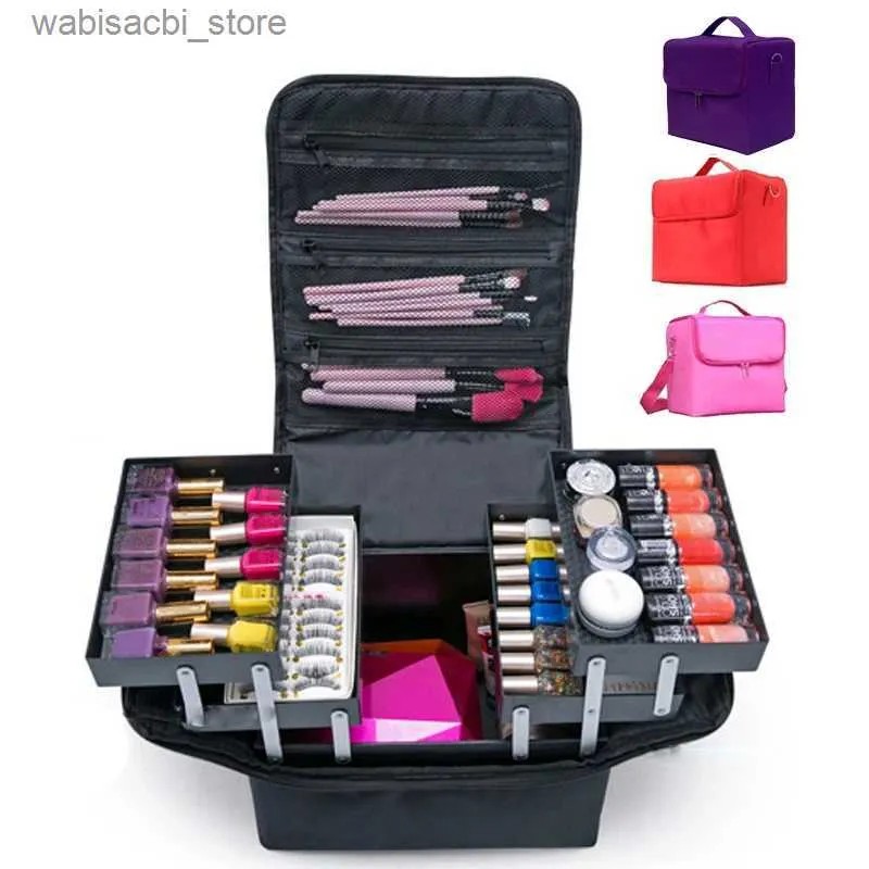 أكياس مستحضرات التجميل متعددة الطبقات clapboard حقيبة مستحضرات التجميل سالون الوشم الأظافر الأداة
