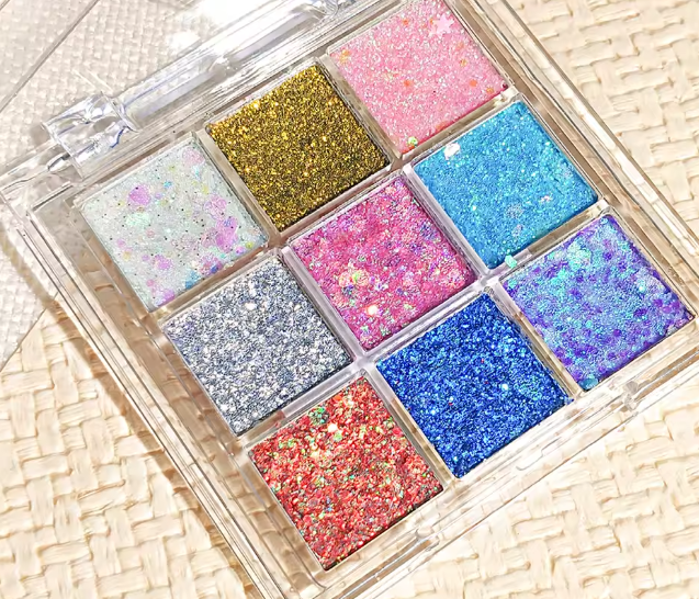 لوحة ظلال عيون لامعة من الترتر – 9 ألوان ذهبية عالية الصبغة للمسرح والحفلات والمهرجانات