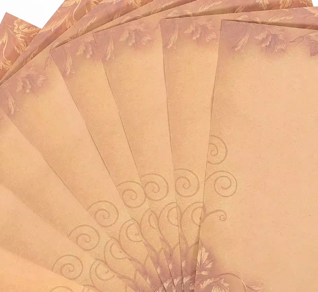 مجموعة 8 أوراق كتابة عتيقة – ورق حروف مزخرف للإعلانات والدعوات وبطاقات المعايدة