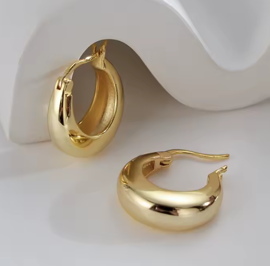 أقراط هوب نسائية VENTFILLE 925 فضة – تصميم هندسي دائري، مجوهرات أنيقة