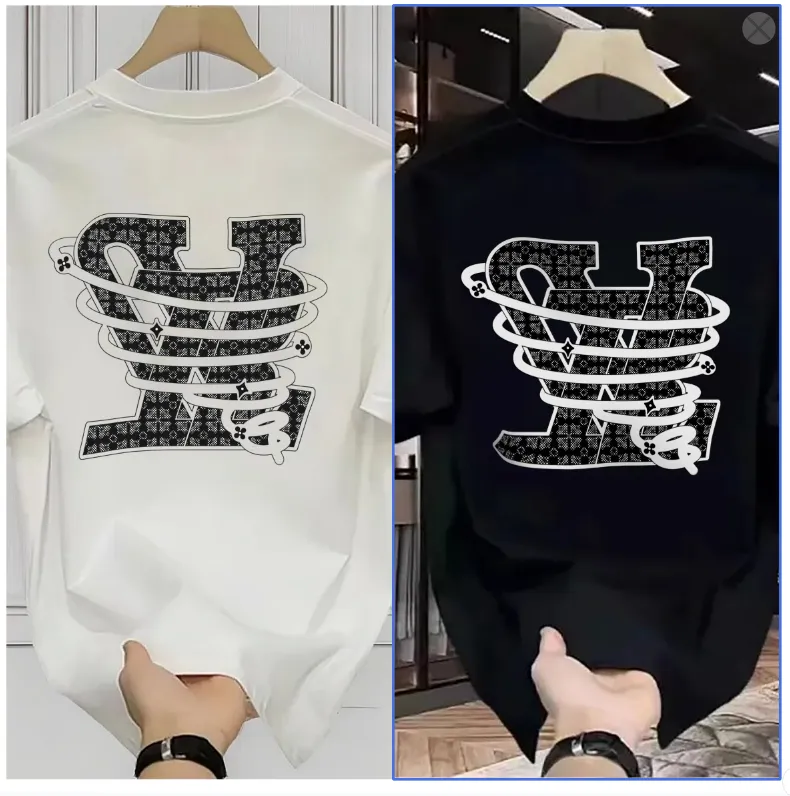 تي شيرت رجالي صيفي مطبوع عليه رسومات للجنسين بأكمام قصيرة تي شيرت عصري كاجوال عتيق فاخر من العلامة التجارية