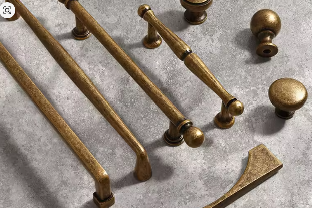 مجموعة 10 مقابض خزانة من النحاس العتيق – مقابض ثقيلة ومتينة للمطابخ والحمامات