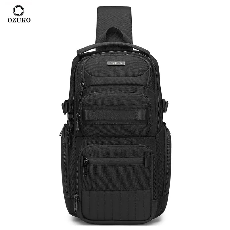 Free shipping ozuko new waterproof men's chest bag tide brand multi-function crossbody bag single-shoulder portable outdoor leisure travel bag