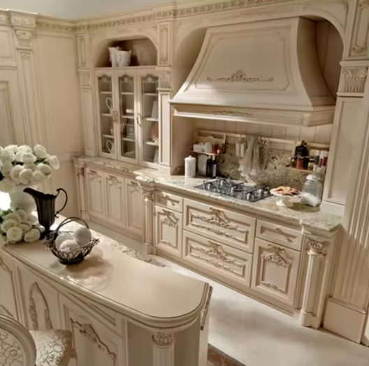 خزانة مطبخ فاخرة على الطراز الإيطالي العتيق