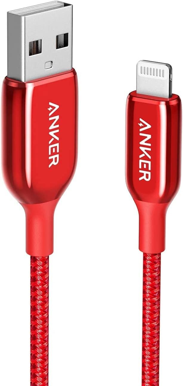 انكر كيبل باور لاين بلس (3) للايفون مقاس 0.9 متر | احمر – A8822H91