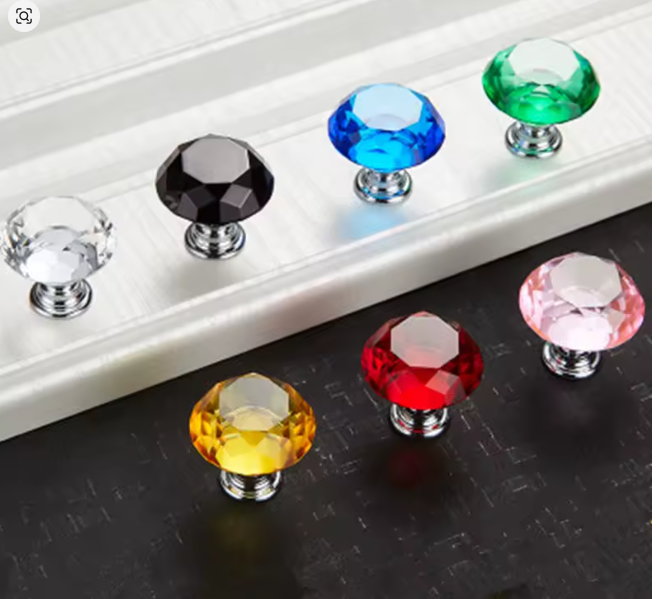 6 قطعة 30 مللي متر الماس شكل تصميم الكريستال والزجاج المقابض خزانة تسحب مقابض أدراج المطبخ مقابض للخزانة الأثاث مقبض