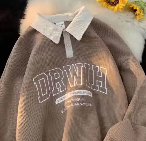 بلوز بولو رجالي كم طويل 2023 – بلوزة كاجوال عصرية مطرزة بعلامة تجارية مميزة لخريف