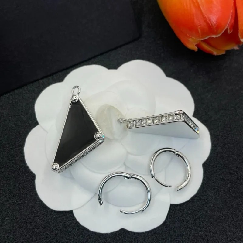Diamond Studded Earrings Fashionable Designer Earrings Gold and Silver Earrings with Side Diamonds Classic Triangle Design 925 Silver Post Women's Earrings