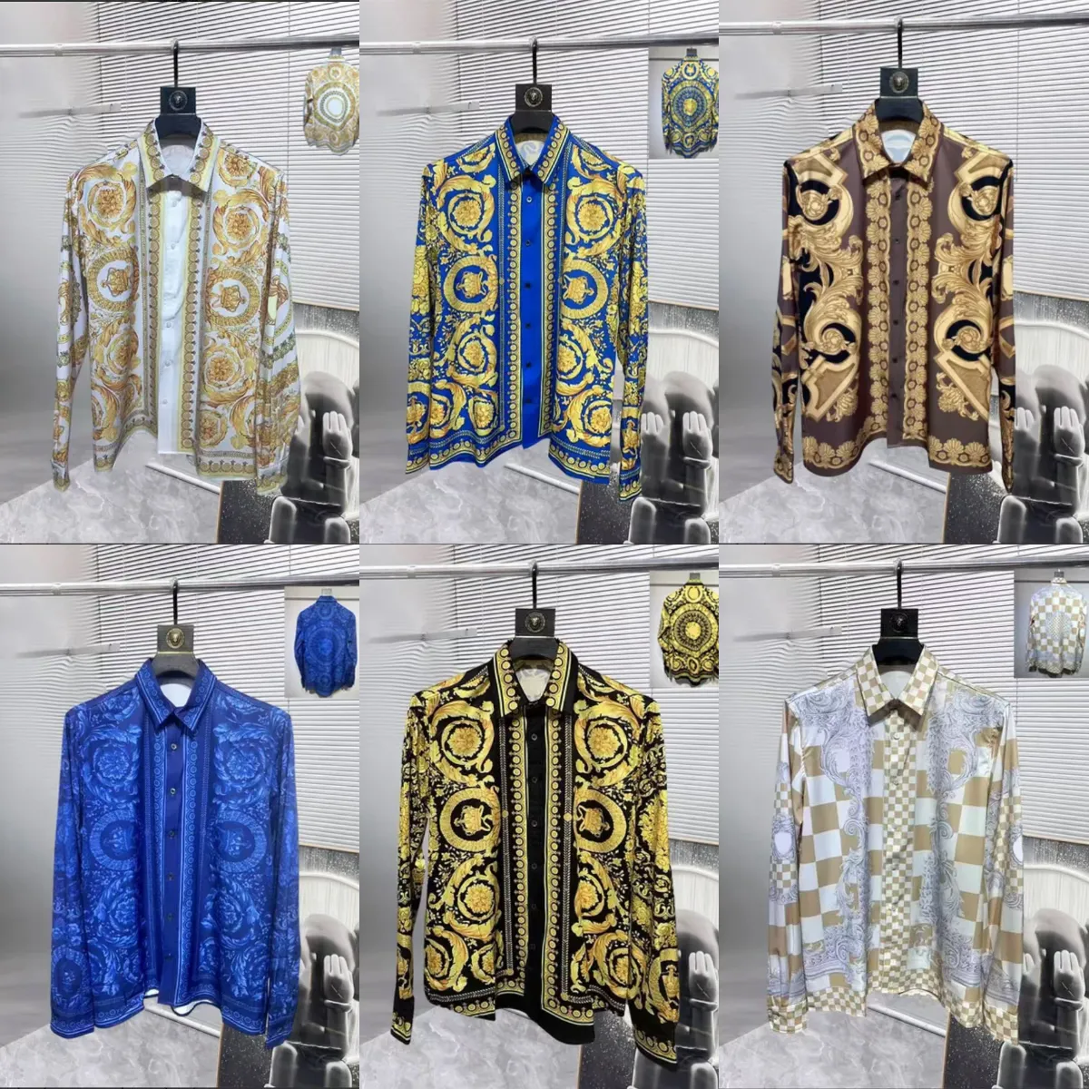 قمصان رجالي فاخرة بأكمام طويلة بتصميم عصري جديد، قميص صيفي غير رسمي مطبوع، قميص رجالي نحيف بأكمام طويلة V01