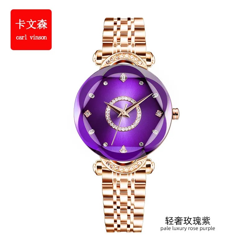 Womens quartz watch diamond surface bright high-grade sense small light luxury solid steel waterproof watch a2