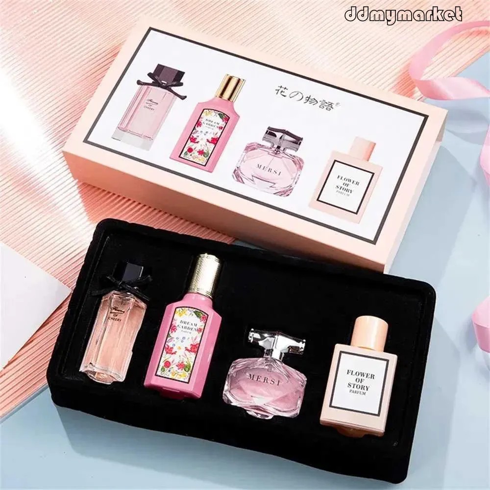 Box Perfume - Spragrance Floral Fragrance الرائع للنساء ، تشمل أربع زجاجات 110 مل من Eau de Parfum ، العطر الذي يدوم طويلًا للسيدات ، اختيار الهدايا المثالي DDMYMA