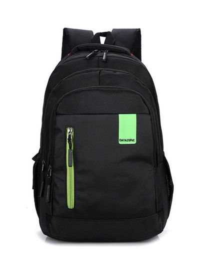 داتا زون حقيبة ظهر للابتوب مزودة بثلاثة أقسام وجيب جانبي أخضر/أسود