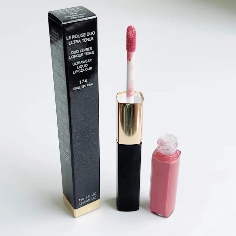 أحمر الشفاه العلامة التجارية 4.5 مل+3.5 مل لوج الثنائي Ultra Tenue 9 ألوان Mackup Lip Gloss Long Long Generation Free Ship