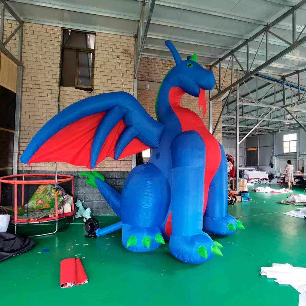 wholesale 6m Giant Gemmy Airblown Inflatable Fire Dragon With Wings Breathing Dragon Hot Chocolate Christmas For Sale