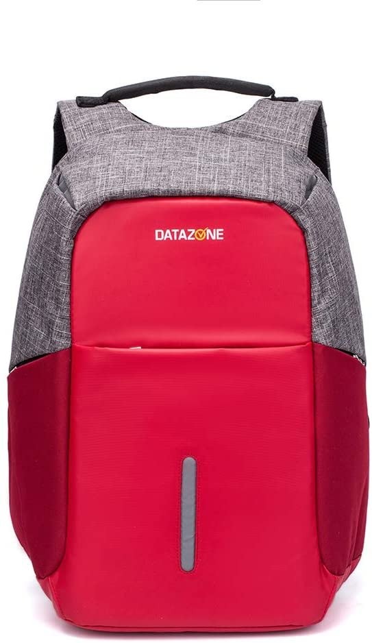 شنطة لابتوب مقاومة للماء بسعة كبيرة حقيبة كتف شحن USB ، حقيبة طلاب الجامعات والجامعات DZ-BP07S (أحمر)
