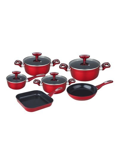 لامبرت طقم أواني طهي مكون من 10 قطع أحمر / أسود