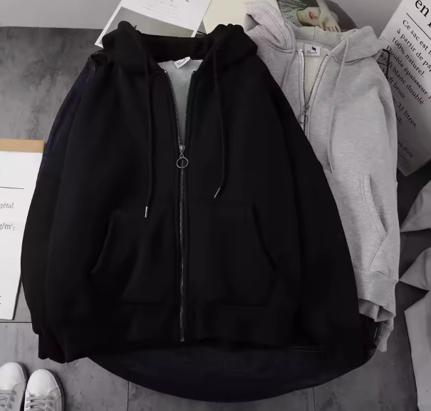 هودي رجالي مبطن بالصوف بسحاب – كارديجان كبير الحجم للخريف/الشتاء