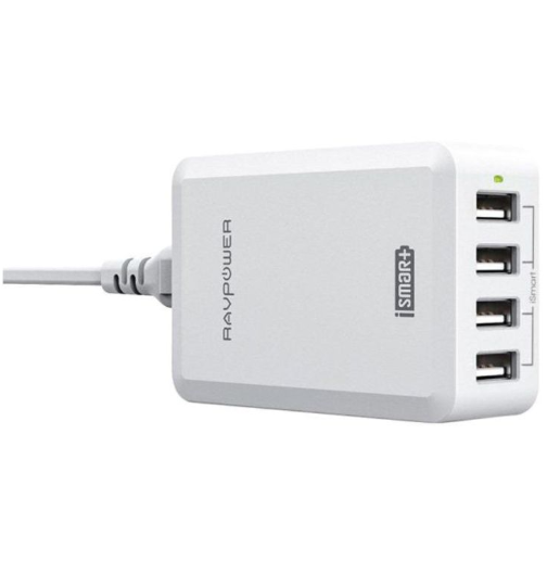 راف باور ismart محول السفر USB 4 منافذ أبيض PC023-WH